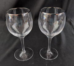 (Set of 2) Lenox WEATHERLY Crystal Wine Glasses Goblets with Platinum Rim