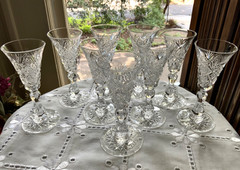 ELMIRA #17 AMERICAN BRILLIANT CUT GLASS SHERRY GLASSES (8) C.1903-1905