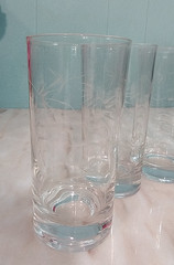 5x Etched Floral Juice Glass Clear Tumbler 5.5″ LOT OF 5