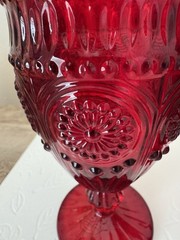 The Pioneer Woman Adeline Ruby Red Embossed Goblets Glasses 12oz Set of 2