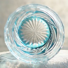 Hand Cut To Clear Sky Blue Old Fashioned Highball Whiskey Glasses Gift Box 200ml