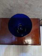 Vtg Morgantown Cobalt Blue Golf Ball Stem Water/Wine Goblet Glass 6 5/8″