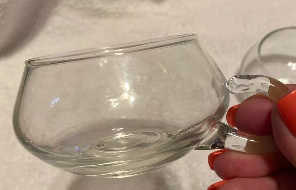 Vintage 4 PC Hand Blown Glass Moderno Riekes Crisa Crystal Punch Cups