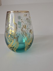 Cornet Barcelona Ocean Majesty Stemless Wine Glass Teal Gold