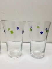 4 GLOBAL AMICI HARLEQUIN II HIGH BALL ART GLASS APPLIED GLASS TUMBLERS 6 1/8″