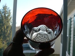 Button Arches Ruby Stained Tumbler EAPG George Duncan & Sons #39 circa 1897