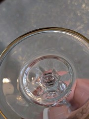 Italian Goblets Pair Vtg 6″ Clear Crystal Cut Glass 24K Gold Needle Etched Band