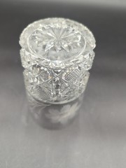 1 Tumbler 4.5″ American Brilliant Period Cut Glass Crystal Floral & Cane 1900’s