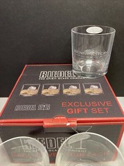 Riedel Barware 4 Old Fashion Glasses Etched Bennington Logo Austria Crystal Boat
