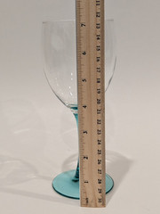 Luminarc Turquoise Wine Glasses Clear Bowl Blown Glass 8 oz 7.25″T Vintage Set/2
