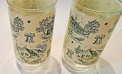 Vtg. 2 Libbey Glasses Betsy Ross’s Monticello Independence Hall Mount Vernon Bar