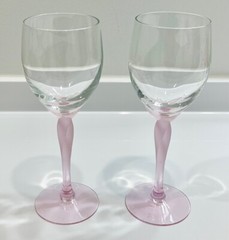 Signed LENOX Crystal SPRING MIST (Pink) Pattern 8 3/4″ WATER GOBLETS Set of 2