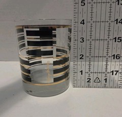 4 Vtg Georges Briard Gold & Black Double Old Fashioned Glasses MCM
