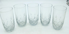 Vintage Crystal Tumblers Etched Wheat Pattern Light Iridescence 6″ Set of 5