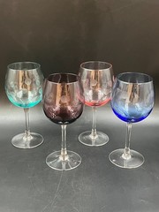Set of 4 Marquis by Waterford Polka Dot Balloon Wine Glasses Multi-Color Crystal