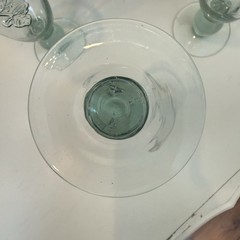 Vintage Green Glass Embossed Leaf & Vine Champagne Flute 8.5” Stemware