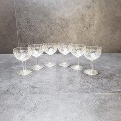 Glastonbury Lotus 66-2 Floral Etched Champagne Tall Sherbet Glasses