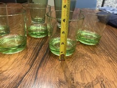 Lot Of 7 Green Tint Vintage Acrylic Tumbler/Rock Glasses