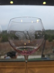 Set of 3 Lenox Butterfly Meadow Etched Balloon Wine Glass Goblet 15oz 9”