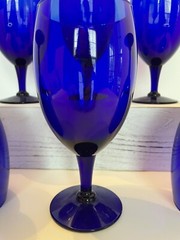 Set of 6! Libbey Premiere Iced Tea Goblet Glasses Footed Cobalt Blue 16 Oz
