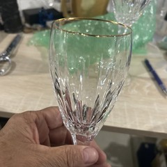 Set of 2 Mikasa? Golden Lights Crystal 9″ Wine Glasses GOLD RIM