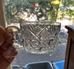 AMERICAN BRILLIANT CUT GLASS HARVARD PATTERN PUNCH CUPS (4) C.1900