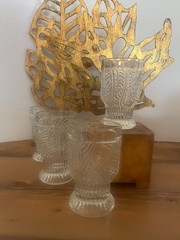 MCM Dansk Bohemian Style 8 oz Tumbler Glasses Set Of 4 Leaf Pattern Vintage