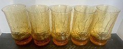 Anchor Hocking Amber Rainflower Drinking Glasses (5) Perfect for Fall!