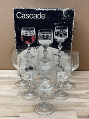 Vintage Cascade Bohemia Legendary Fine Lead Crystal Champagne Flutes Glasses 6