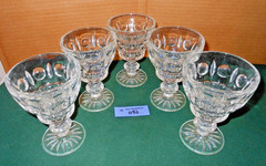 5 DUNCAN MILLER Clear Glass Vintage Plaza GOBLETS