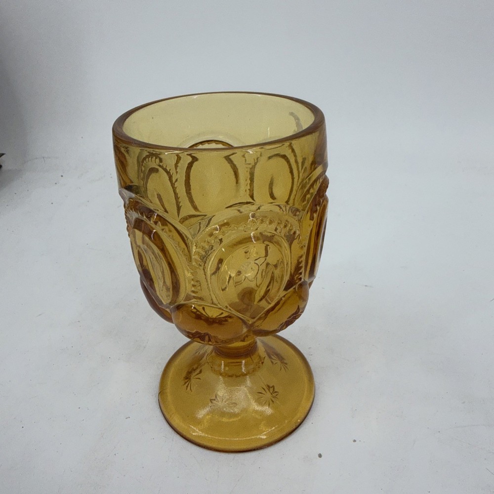 Vintage Moon & Stars Wine Glass Amber Cordial 4 1/2” #4272 2oz LG Wright