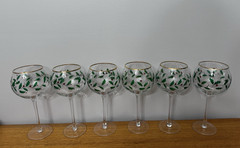 Lenox Holiday 16 oz. Balloon Wine Glasses, SET of 6 ~ Gold Trim, 8.25″ MINT