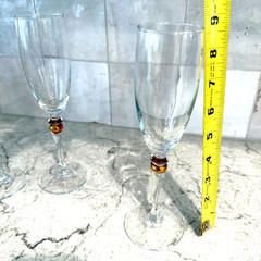 Vtg Champagne Flutes Gold Ball Stem Cristal D’Arques Durand Cortina Wedding Set
