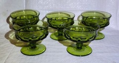 Vintage Colony Glass «Color Crown Green» Champagne/Tall Sherbet Glasses Set Of 5