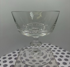 1950 Val St Lambert ‘State Plain’ Crystal Champagne Coupe, Belgian Made, Chipped