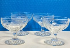 Vintage Etched Champagne glasses dessert Ice cream sherbets Floral