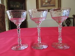 Set of 3 Libbey Rock Sharpe NORMANDY Stem #3005 Liquor Cocktail Glasses 5 3/4″