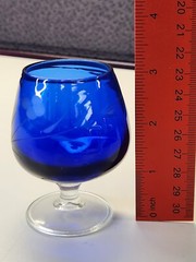 Vintage Brandy Snifter/Goblet Vibrant Blue Wheat Barley Star Base 3″ Tall