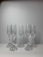 Set of 5 Baccarat Crystal Massena Champagne Flutes Glasses. 8 1/2