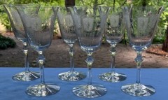 Set of SIX Heisey Crystal Renaissance Cutting Fairy Nymph Water Goblets