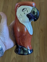 Vintage Parrot Tiki Mug Ceramic Macaw Vase Barware Sandstone Red 18oz DW125G