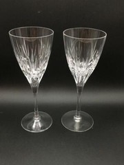 SET OF 2 STUART LITCHFIELD CRYSTAL WATER GOBLET GLASSES 8.75 CR1892