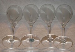 Lenox FANLIGHT Crystal Stemware 8″ Wine Glasses / Water Goblets x 4