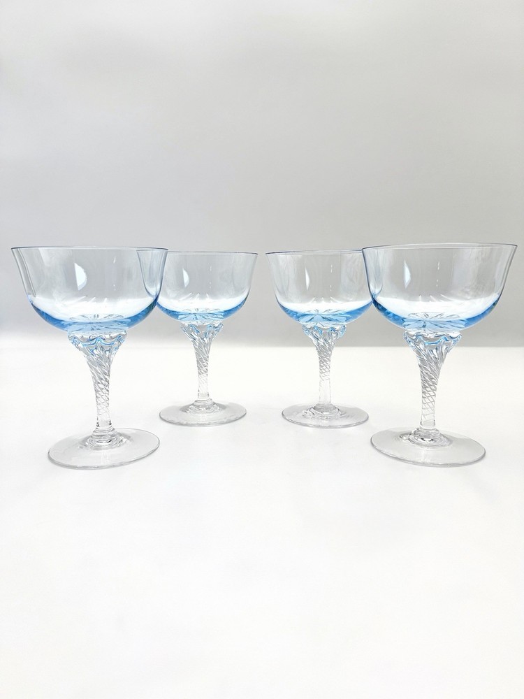Sasaki Hawthorne Azure (Light Blue) – Champagne/ Tall Sherbet 5 1/2”, Set of 4