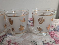 Vintage Libbey Frosted Gold Leaf Juice / Cocktail Glasses 6 oz. – Set of (4)