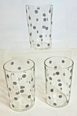 VTG Swanky Swig Set Of 3 Juice Glasses Black Circles And Dot Pattern