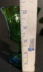 Set Of Four Perfect Indiana Glass Goblet Iridescent Green Carnival Grapes 5.25″