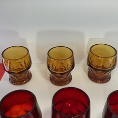 Six vintage mixed a lot Georgian Ruby and gold tumblers glasses MCM