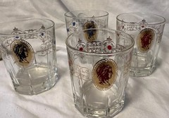 4 Vintage ITALIAN CAMEO GLASSES Mid‑Century Vanity Cordial Tumblers (3.25”)