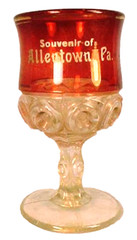 Allentown Pa Wine Goblet Co-Op Royal Ruby Stained Clear Glass EAPG Antique